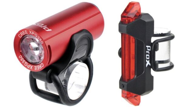 Zestaw lamp PROX PICTOR CREE czerwony 350+10 Lm USB